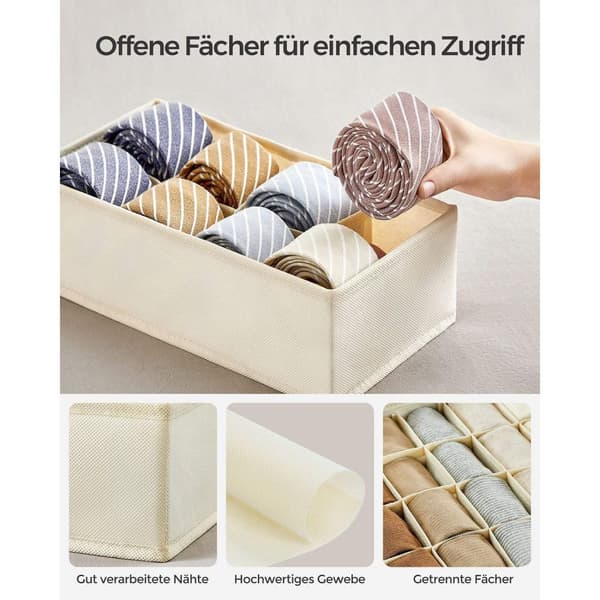 Rootz 8-delat set Underkläder Organizer - Underkläder Förvaring - Lådavdelare - Non-Woven Tyg - Kartong - PE Board - Beige - 32cm x 32cm x 10cm