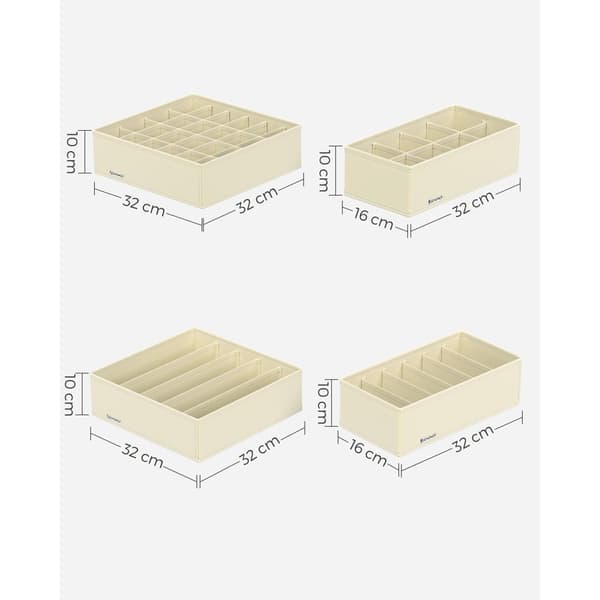 Rootz 8-delat set Underkläder Organizer - Underkläder Förvaring - Lådavdelare - Non-Woven Tyg - Kartong - PE Board - Beige - 32cm x 32cm x 10cm
