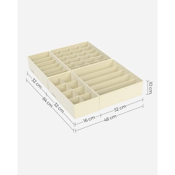 Rootz 8-delat set Underkläder Organizer - Underkläder Förvaring - Lådavdelare - Non-Woven Tyg - Kartong - PE Board - Beige - 32cm x 32cm x 10cm
