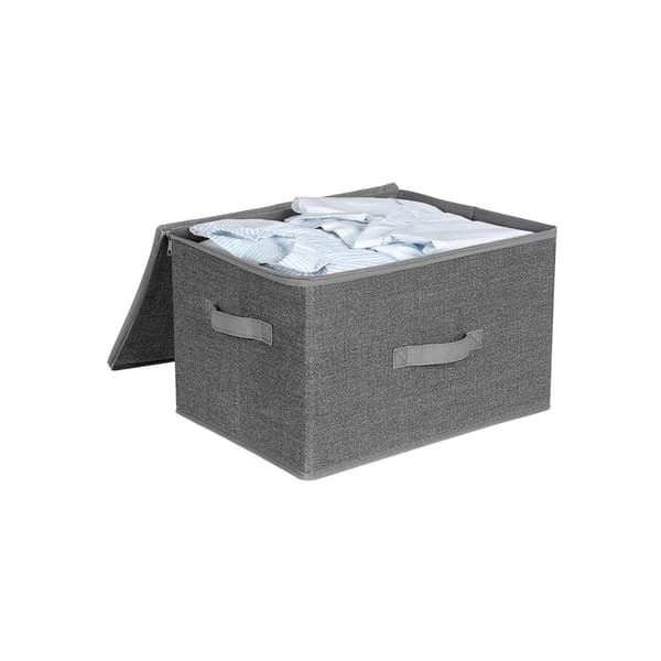 Rootz Set med 3 tygförvaringslådor - Organiseringsfack - Klädkorgar - Lättåtkomlig dragkedja - Linneliknande struktur - Måttstabil - 40 cm x 30 cm x 2