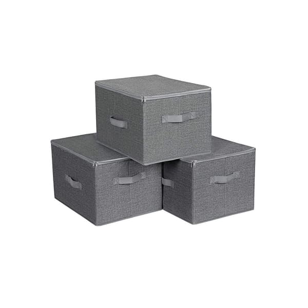Rootz Set med 3 tygförvaringslådor - Organiseringsfack - Klädkorgar - Lättåtkomlig dragkedja - Linneliknande struktur - Måttstabil - 40 cm x 30 cm x 2