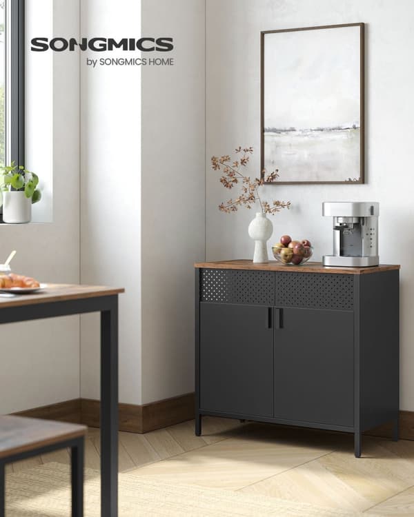 Rootz Vintage Brun-Svart Förvaringsskåp - Stålspånskiva - Organizer - Skåp - Heavy-Duty - 80cm x 40cm x 76cm