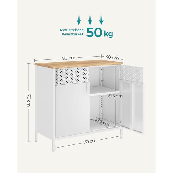 Rootz Opbevaringsskab - Hvidt Skab - Spånpladestål - Rummelig opbevaring - Robust konstruktion - Nem montering - 40cm x 80cm x 76cm