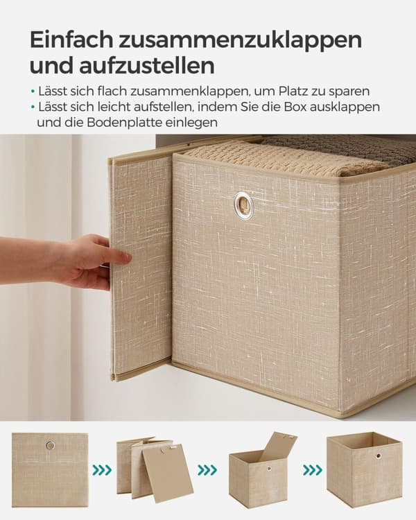 Rootz 6-pak opbevaringsboks - Organiseringsspande - Papkasser - Non-Woven stof - Plettet grå - 30 cm x 30 cm x 30 cm - Letvægts - Holdbar - Rummelig