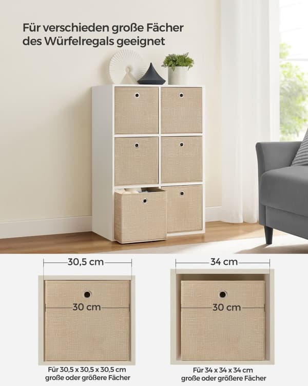 Rootz 6-pak opbevaringsboks - Organiseringsspande - Papkasser - Non-Woven stof - Plettet grå - 30 cm x 30 cm x 30 cm - Letvægts - Holdbar - Rummelig
