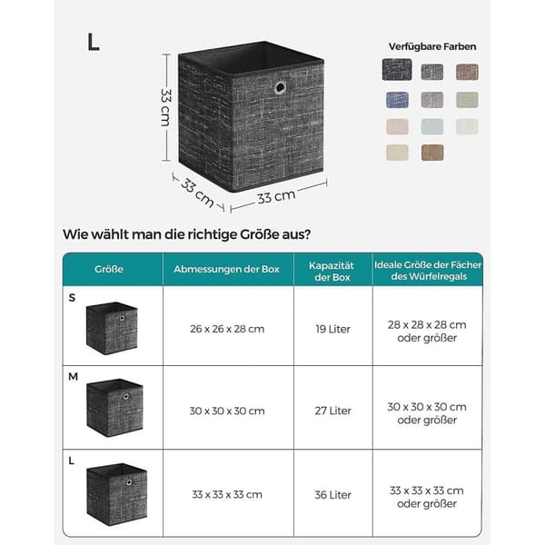 Rootz 6-pak opbevaringsbokssæt - Sort broget organisering - Papspand - Ikke-vævet stofbeholder - Letvægts - Holdbar - Rummelig - 33 cm x 33 cm x 33 cm
