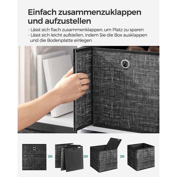 Rootz 6-pak opbevaringsbokssæt - Sort broget organisering - Papspand - Ikke-vævet stofbeholder - Letvægts - Holdbar - Rummelig - 33 cm x 33 cm x 33 cm