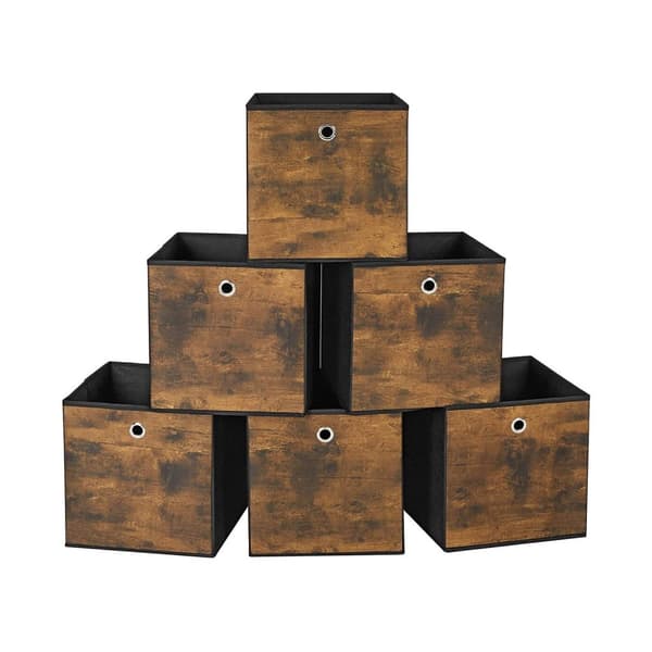 Rootz 6 stykke sæt opbevaringsboks - Vintage Organizer - Papbeholder - Hjemmeorganisation - 30cm x 30cm x 30cm