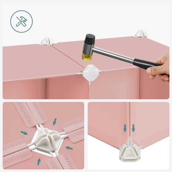 Rootz Pink 16 Cube Opbevaringsorganisator - DIY skabsorganisering - Modulopbevaringssystem - PP plastpaneler - Metalramme - ABS plastikforbindelser -