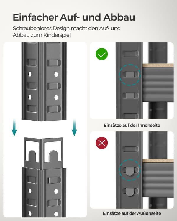 Rootz Grey Förvaringsställ - Hyllenhet - Organizer - Pulverlackerat stål - MDF - Heavy Duty - 60cm x 120cm x 200cm