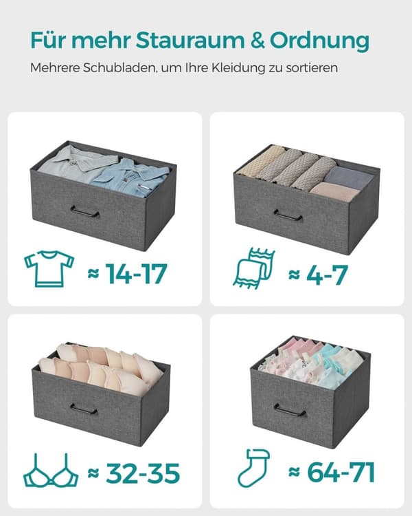Rootz kommode med 3 skuffer - Opbevaringsskab - Grå sort trækorn - Spånplade Stål Non-Woven stof - Store skuffer - 28,5 cm x 98 cm x 85 cm - 12,8 kg V