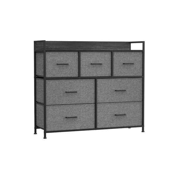 Rootz kommode med 3 skuffer - Opbevaringsskab - Grå sort trækorn - Spånplade Stål Non-Woven stof - Store skuffer - 28,5 cm x 98 cm x 85 cm - 12,8 kg V