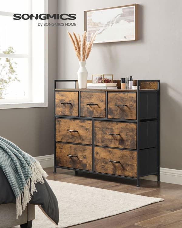Rootz Vintage Ruskea-musta lipasto - Säilytyskaappi - Lipasto - Polyesteri - MDF - Oxford-kangas - Kuitukangas - 98cm x 28,5cm x 85cm - Organisaatio -