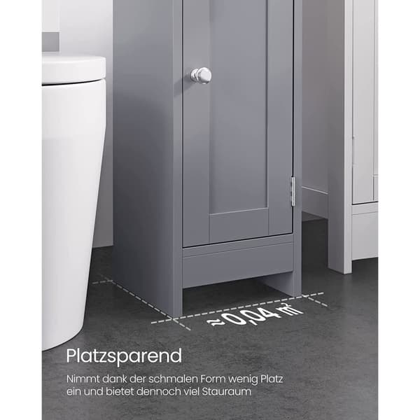 Rootz smalt badeværelsesskab - Opbevaringsskab - Organizer - MDF-materiale - Mystisk grå - 20 cm x 18 cm x 80 cm - Letvægts - Justerbare hylder - Nem