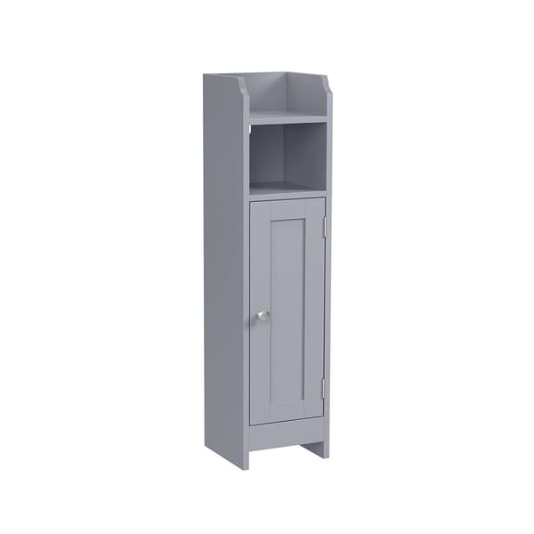 Rootz smalt badeværelsesskab - Opbevaringsskab - Organizer - MDF-materiale - Mystisk grå - 20 cm x 18 cm x 80 cm - Letvægts - Justerbare hylder - Nem
