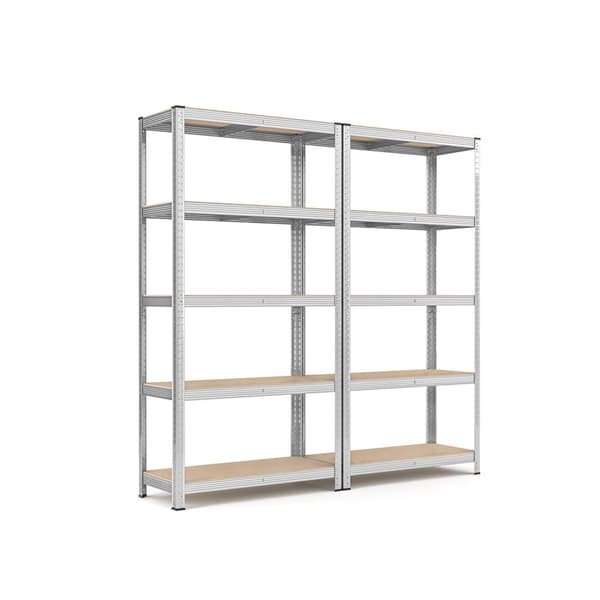 Rootz 2-delt sæt opbevaringsstativ - Garageorganisering - Stålhylder - Rustbestandig - Justerbar højde - 180 cm x 90 cm x 40 cm