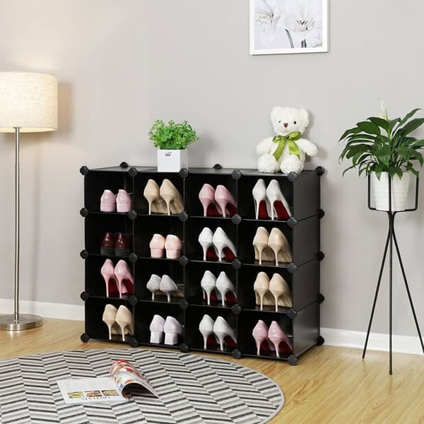 Rootz 16 Cube Black säilytyslokero - Kuutiojärjestäjä - Modulaarinen säilytystila - PP-muovipaneelit - Metallilankakehys - ABS-muoviliittimet - 153cm