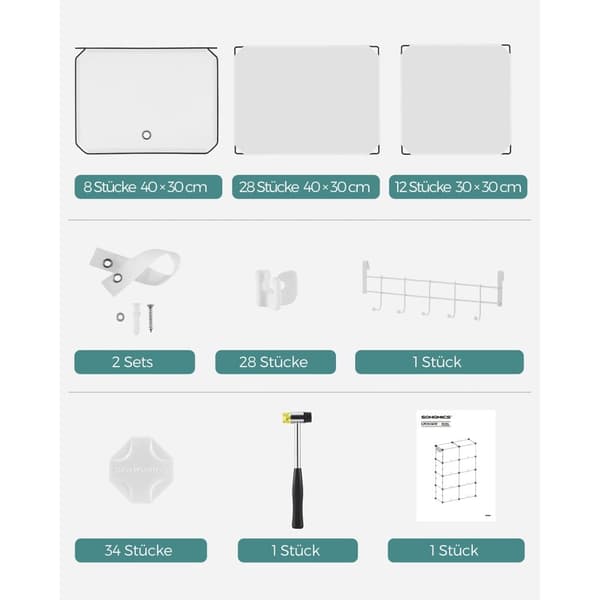 Rootz White 8 Cube -säilytysjärjestelmä - Kuutiojärjestäjä - Kuution säilytysyksikkö - ABS-muoviliitin - PP-muovilevy - Teräsrunko - 32cm x 124cm x 94