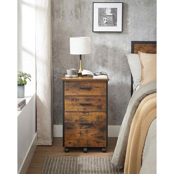 Rootz Vintage Ruskea-Musta Arkistokaappi - Säilytyskaappi - Lastulevy - Polyesteri - Tilava - Kestävä - Tyylikäs - 43cm x 42cm x 67,5cm