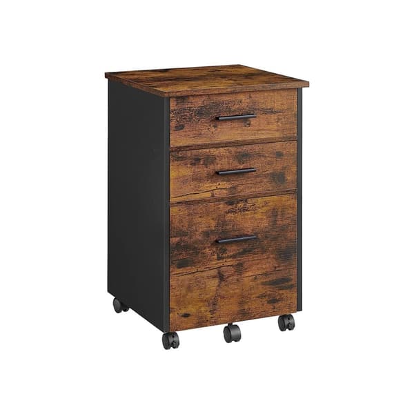 Rootz Vintage Ruskea-Musta Arkistokaappi - Säilytyskaappi - Lastulevy - Polyesteri - Tilava - Kestävä - Tyylikäs - 43cm x 42cm x 67,5cm
