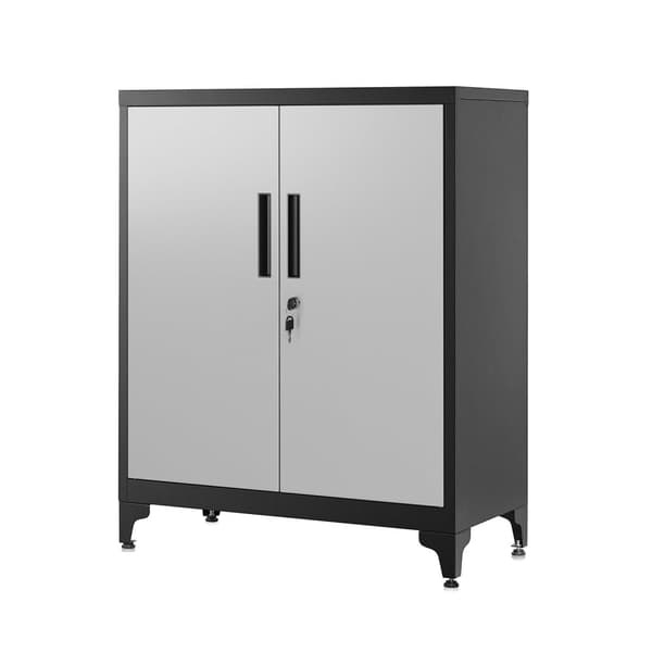 Rootz stålmetalskab - Opbevaringsorganisator - Justerbare hylder - Heavy Duty - Sølv-sort - 40 cm x 80 cm x 90 cm