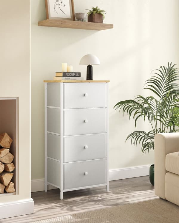 Rootz White Oak Förvaringsskåp - Spånskiva Stål Non-Woven Tyg - Stor kapacitet - Lättvikt - Enkel montering - 30cm x 45cm x 91,7cm