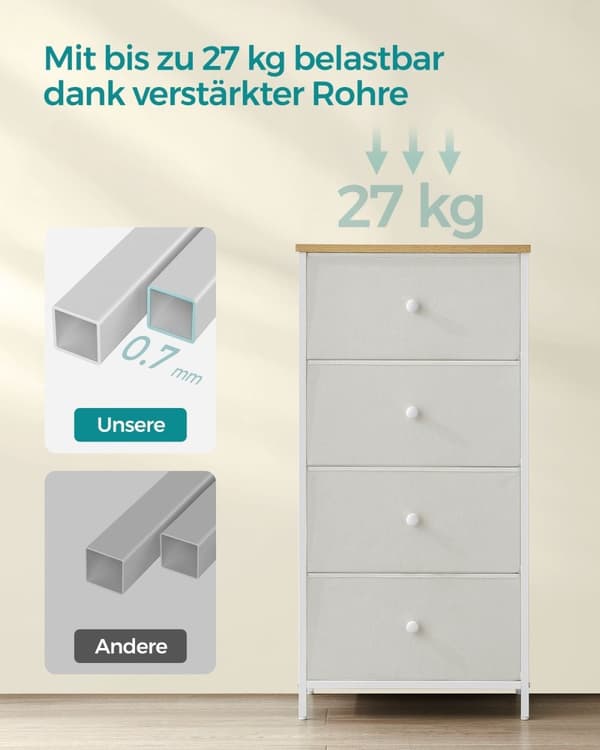 Rootz White Oak Förvaringsskåp - Spånskiva Stål Non-Woven Tyg - Stor kapacitet - Lättvikt - Enkel montering - 30cm x 45cm x 91,7cm