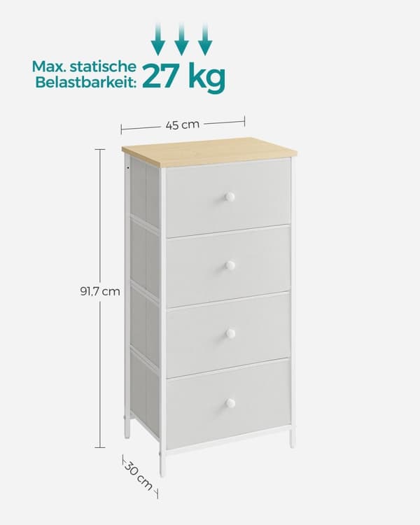 Rootz White Oak Förvaringsskåp - Spånskiva Stål Non-Woven Tyg - Stor kapacitet - Lättvikt - Enkel montering - 30cm x 45cm x 91,7cm