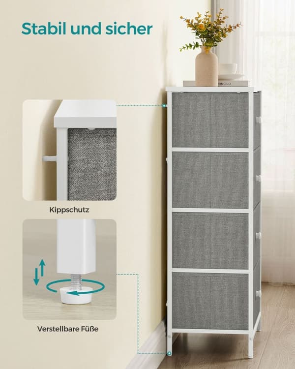 Rootz Opbevaringsskab - Organizer - Spånpladestål - Ikke-vævet stof - Letvægts - Rummelig - Robust - 30 cm x 45 cm x 91,7 cm