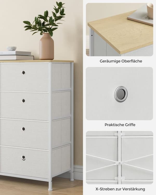 Rootz Förvaringsskåp - Krämig vit Ek Färg - MDF-stål - Ovävt tyg - Oxfordduk - Rymlig förvaring - Robust konstruktion - Enkel montering - 30 cm x 80 c