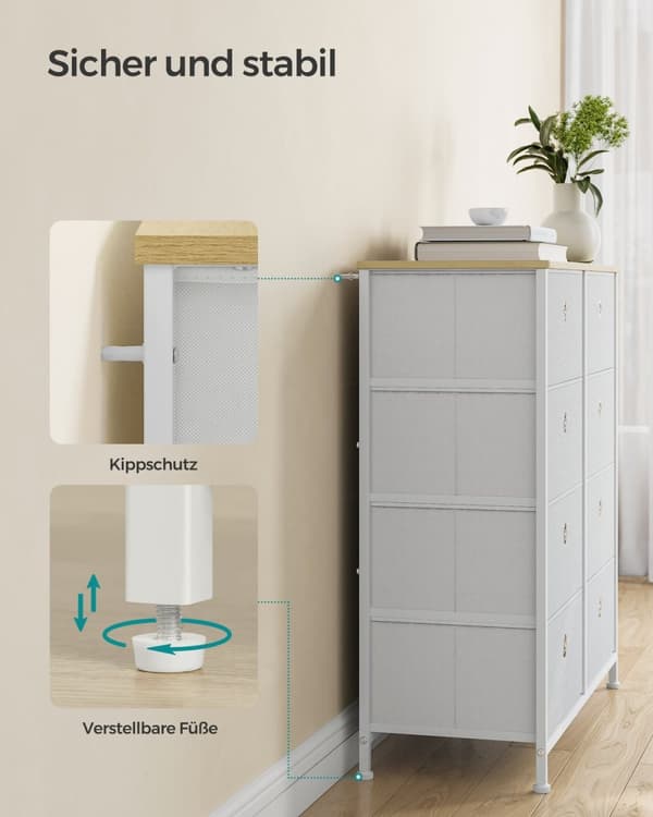 Rootz Förvaringsskåp - Krämig vit Ek Färg - MDF-stål - Ovävt tyg - Oxfordduk - Rymlig förvaring - Robust konstruktion - Enkel montering - 30 cm x 80 c