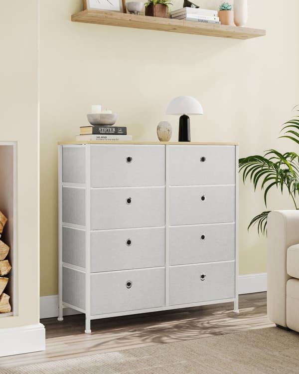 Rootz Förvaringsskåp - Krämig vit Ek Färg - MDF-stål - Ovävt tyg - Oxfordduk - Rymlig förvaring - Robust konstruktion - Enkel montering - 30 cm x 80 c