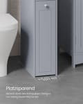 Miniatyrbild 3 av 8: Rootz Dove Grey smalt badrumsskåp - Förvaringsskåp - Organizer - MDF-material - Lättvikt - Utrymmesbesparande - Enkel montering - 40cm x 18cm x 70cm