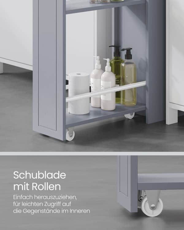 Rootz Dove Grey smalt badrumsskåp - Förvaringsskåp - Organizer - MDF-material - Lättvikt - Utrymmesbesparande - Enkel montering - 40cm x 18cm x 70cm