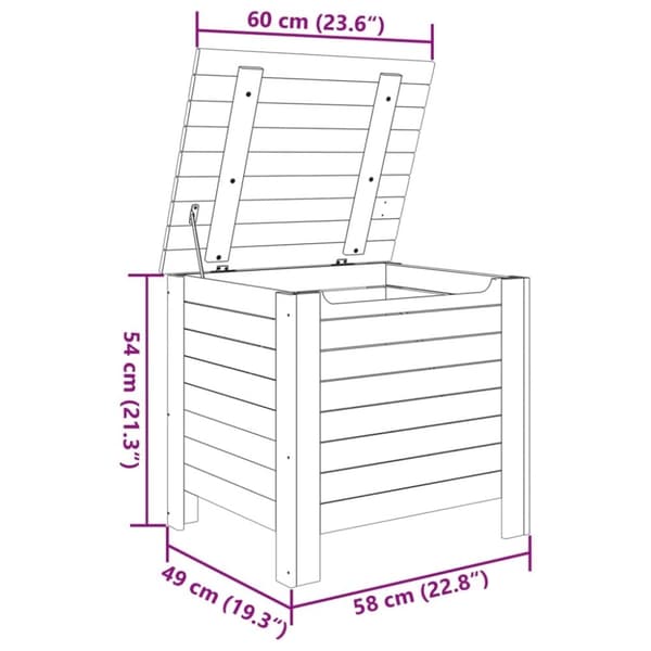 vidaXL Putekasse med lokk RANA 60x49x54 cm heltre furu
