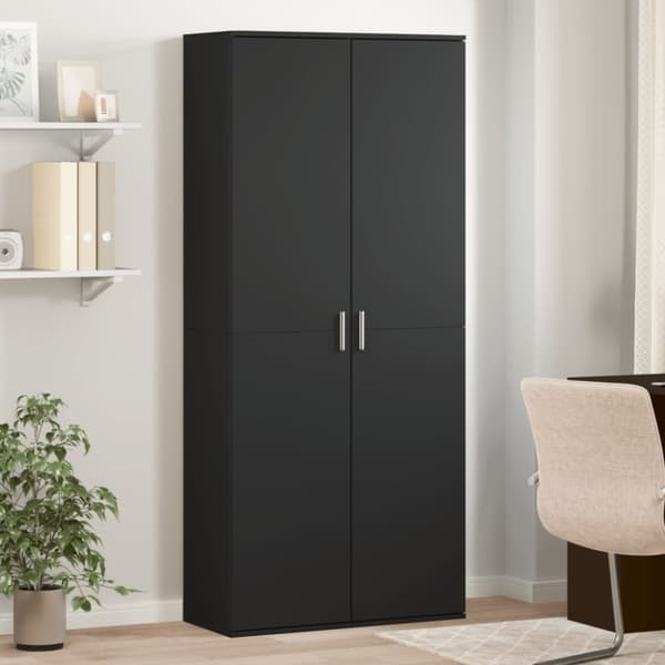 vidaXL Kaappi musta 80x35x180 cm tekninen puu