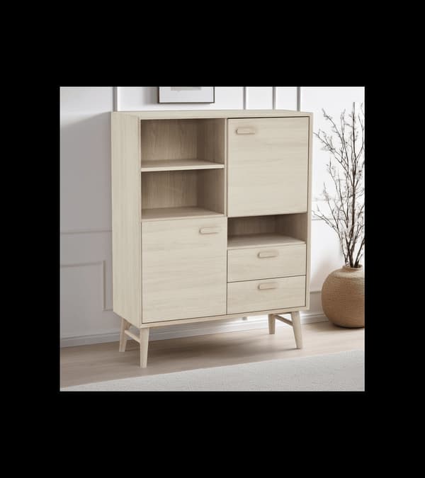 Rootz Highboard - Säilytyskaappi - Senkki - Massiivitammea ja viilua - Hiljainen Soft-Close - Runsaasti säilytystilaa - Ajaton muotoilu - 40 cm x 100