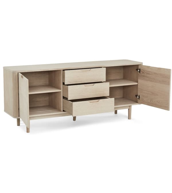 Rootz-sekki - Säilytyskaappi - Buffetpöytä - Massiivitammea ja MDF - Tyylikäs muotoilu - Runsaasti säilytystilaa - Hiljainen toiminnallisuus - 45 cm x