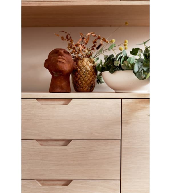 Rootz-sekki - Säilytyskaappi - Buffetpöytä - Massiivitammea ja MDF - Tyylikäs muotoilu - Runsaasti säilytystilaa - Hiljainen toiminnallisuus - 45 cm x