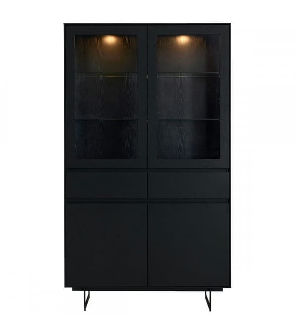 Rootz Vitrinskåp - Förvaringsskåp - Vitrinenhet - Gott om förvaring, Soft Close-system, integrerad LED-belysning - 110 cm x 45 cm x 190 cm - Svart ekf