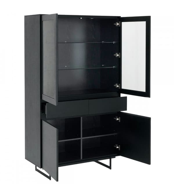 Rootz Vitrinskåp - Förvaringsskåp - Vitrinenhet - Gott om förvaring, Soft Close-system, integrerad LED-belysning - 110 cm x 45 cm x 190 cm - Svart ekf