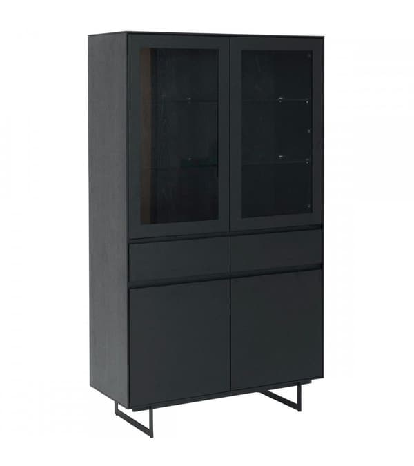 Rootz Vitrinskåp - Förvaringsskåp - Vitrinenhet - Gott om förvaring, Soft Close-system, integrerad LED-belysning - 110 cm x 45 cm x 190 cm - Svart ekf