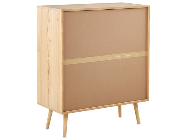 Skænk Rattan 4 Skuffer Lyst Træ Fremstillet Træ med Rattan Front Skuffer Boho Stil