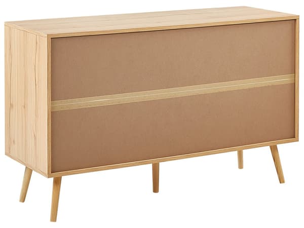 Skænk Rattan 6 Skuffer Lyst Træ Fremstillet Træ med Rattan Front Skuffer Boho Stil