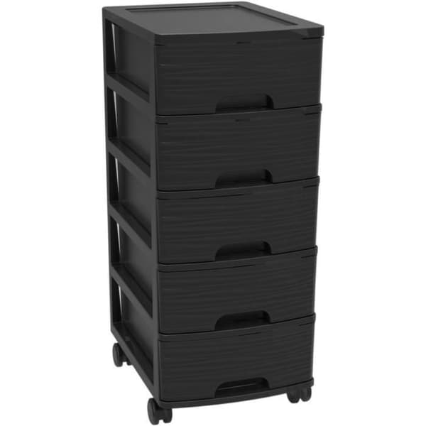 Förvaringsmöbel med hjul 5 lådor - Svart - 26,7 x 36 x 62,8 cm