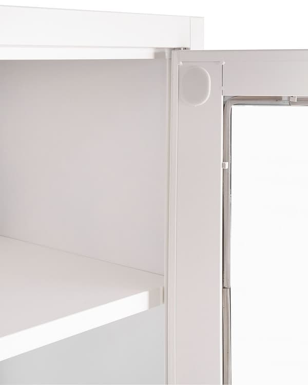 Vitriinikaappi valkoinen teräs 90 x 40 x 185 cm lasiovilla hyllyillä lukittava työtilan industriaalinen tyyli