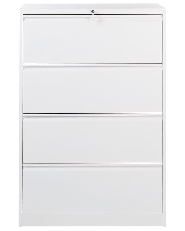 Laatikosto valkoinen teräs 90 x 45 x 133 cm laatikoilla lukittava työtilan industriaalinen moderni tyyli