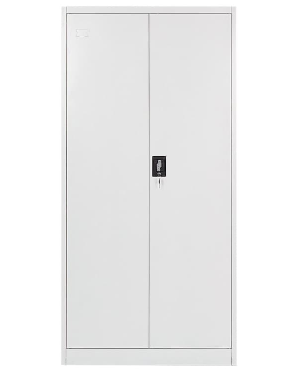 Kontorsskåp Vit Metall 90 x 40 x 184 cm med Skjutdörrar Hyllplan Låsbara Industriell Stil