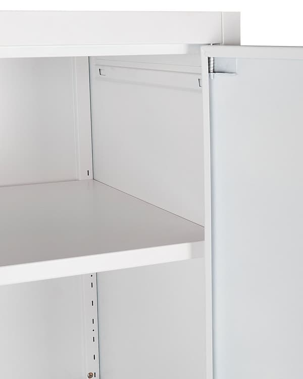 Kontorsskåp Vit Metall 90 x 40 x 184 cm med Skjutdörrar Hyllplan Låsbara Industriell Stil