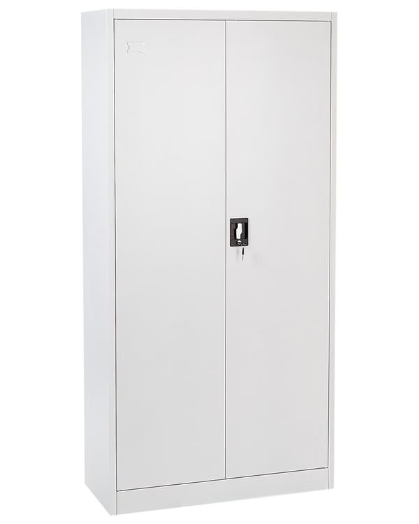 Kontorsskåp Vit Metall 90 x 40 x 184 cm med Skjutdörrar Hyllplan Låsbara Industriell Stil